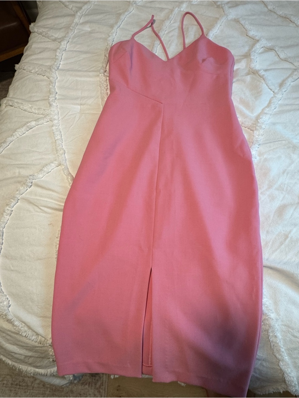 LIKELY Pink Strappy Back Midi Cocktail Dress Size 8